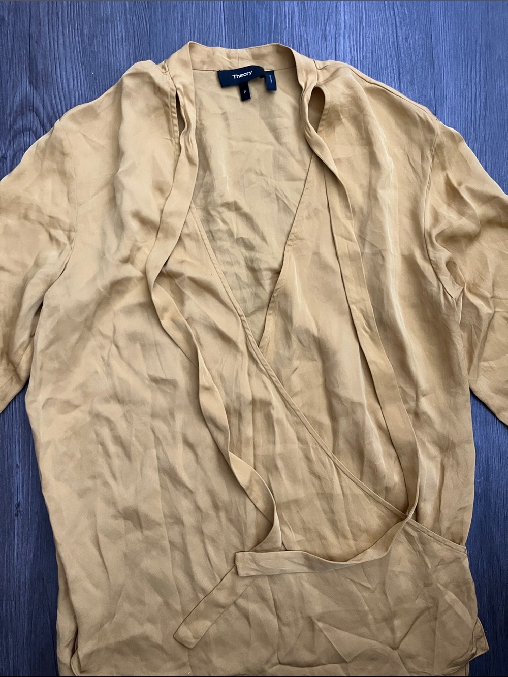THEORY Wrap-Front 100% Silk Blouse